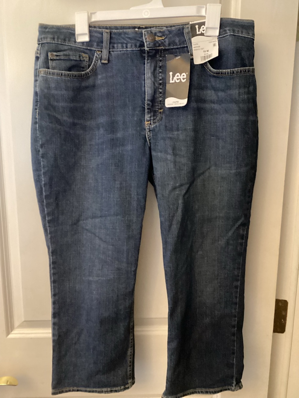 Lee Midrise Capri Regular Fit Jeans Nightly Set Dark Blue Wash Size 16M NWT